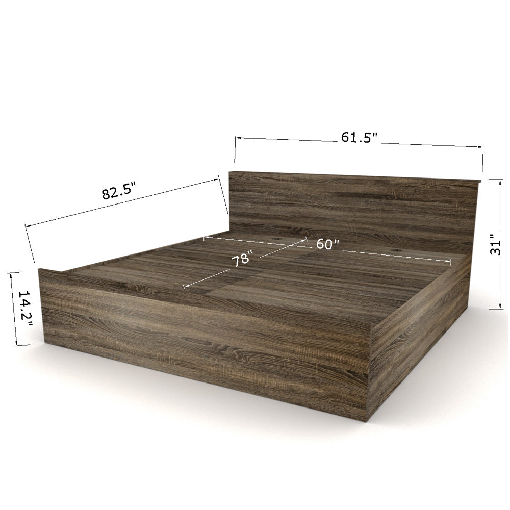 Ares Engineered Wood Bed with Storage (60*78inch) (queen size)